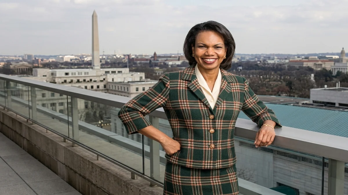 Condoleezza Rice smiling during a moment reflecting her personal life, illustrating her background and family details, often linked to discussions about Condoleezza Rice Net Worth.