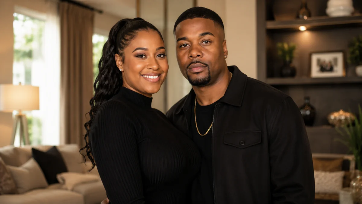 Memphis Bleek Net Worth personal life portrait featuring Memphis Bleek with a loved one in a modern home, representing family, relationships, and private life.