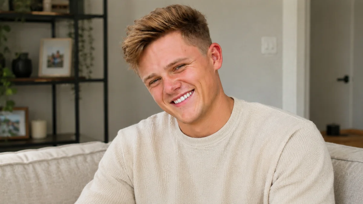 Ryan Trahan smiling in a relaxed home setting, highlighting his personal life and lifestyle