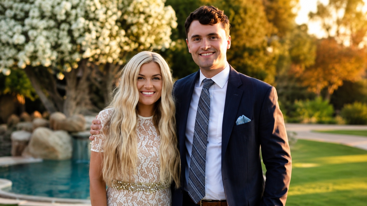 Charlie Kirk Net Worth personal life with his wife in an outdoor setting