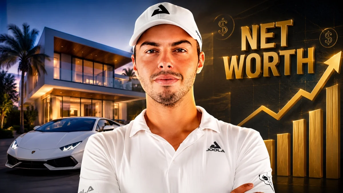 Ben Johns Net Worth shown with a luxury mansion, sports car, and rising wealth chart.