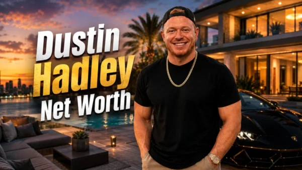 Dustin Hadley Net Worth showing his luxury lifestyle with a modern mansion and sports car