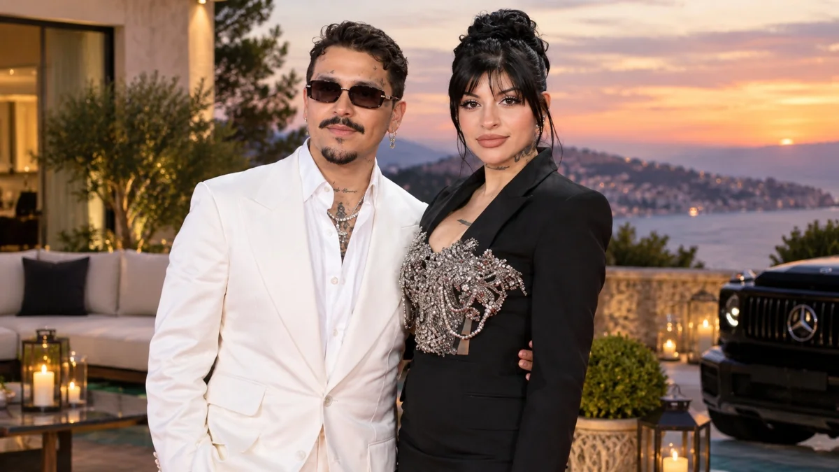 Cazzu Net Worth – Cazzu with her partner during her personal life at a luxury setting